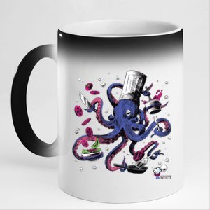 Funny Octopus Kitchen Chef Humor 11oz Black Color Changing Mug