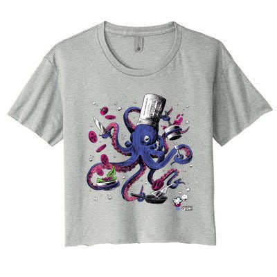 Funny Octopus Kitchen Chef Humor Women's Crop Top Tee