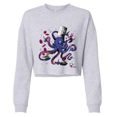 Funny Octopus Kitchen Chef Humor Cropped Pullover Crew