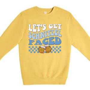 Funny Oktoberfest Lets Get Schnitzel Faced Oktoberfest Drinking Team Premium Crewneck Sweatshirt