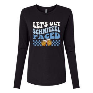 Funny Oktoberfest Lets Get Schnitzel Faced Oktoberfest Drinking Team Womens Cotton Relaxed Long Sleeve T-Shirt