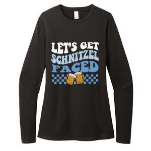 Funny Oktoberfest Lets Get Schnitzel Faced Oktoberfest Drinking Team Womens CVC Long Sleeve Shirt