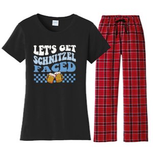 Funny Oktoberfest Lets Get Schnitzel Faced Oktoberfest Drinking Team Women's Flannel Pajama Set