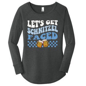 Funny Oktoberfest Lets Get Schnitzel Faced Oktoberfest Drinking Team Women's Perfect Tri Tunic Long Sleeve Shirt