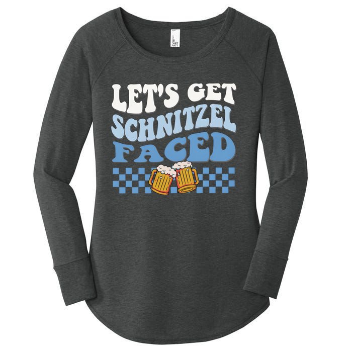 Funny Oktoberfest Lets Get Schnitzel Faced Oktoberfest Drinking Team Women's Perfect Tri Tunic Long Sleeve Shirt