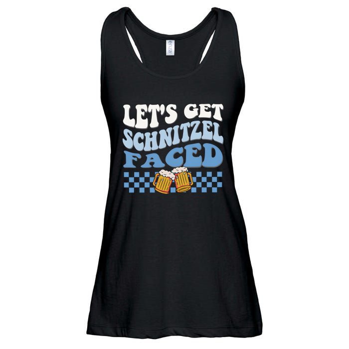 Funny Oktoberfest Lets Get Schnitzel Faced Oktoberfest Drinking Team Ladies Essential Flowy Tank