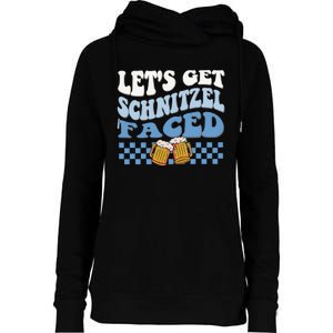 Funny Oktoberfest Lets Get Schnitzel Faced Oktoberfest Drinking Team Womens Funnel Neck Pullover Hood