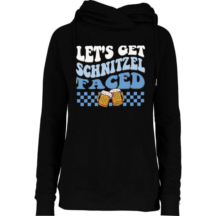 Funny Oktoberfest Lets Get Schnitzel Faced Oktoberfest Drinking Team Womens Funnel Neck Pullover Hood