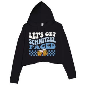 Funny Oktoberfest Lets Get Schnitzel Faced Oktoberfest Drinking Team Crop Fleece Hoodie