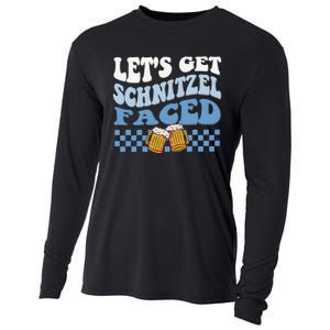 Funny Oktoberfest Lets Get Schnitzel Faced Oktoberfest Drinking Team Cooling Performance Long Sleeve Crew