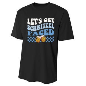 Funny Oktoberfest Lets Get Schnitzel Faced Oktoberfest Drinking Team Performance Sprint T-Shirt