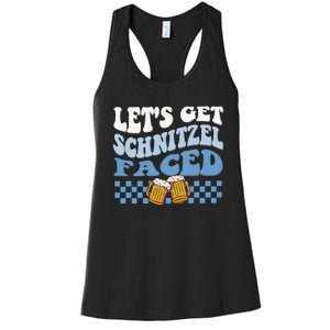 Funny Oktoberfest Lets Get Schnitzel Faced Oktoberfest Drinking Team Women's Racerback Tank