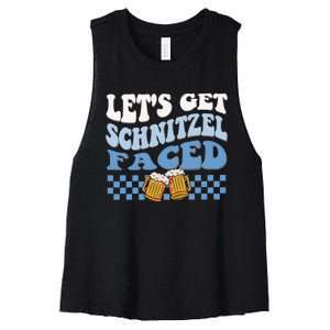 Funny Oktoberfest Lets Get Schnitzel Faced Oktoberfest Drinking Team Women's Racerback Cropped Tank