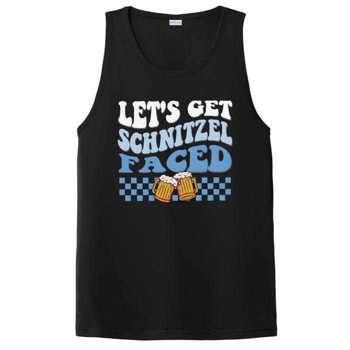 Funny Oktoberfest Lets Get Schnitzel Faced Oktoberfest Drinking Team PosiCharge Competitor Tank