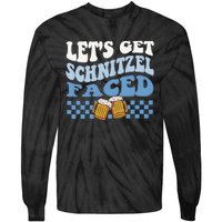 Funny Oktoberfest Lets Get Schnitzel Faced Oktoberfest Drinking Team Tie-Dye Long Sleeve Shirt