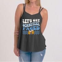 Funny Oktoberfest Lets Get Schnitzel Faced Oktoberfest Drinking Team Women's Strappy Tank