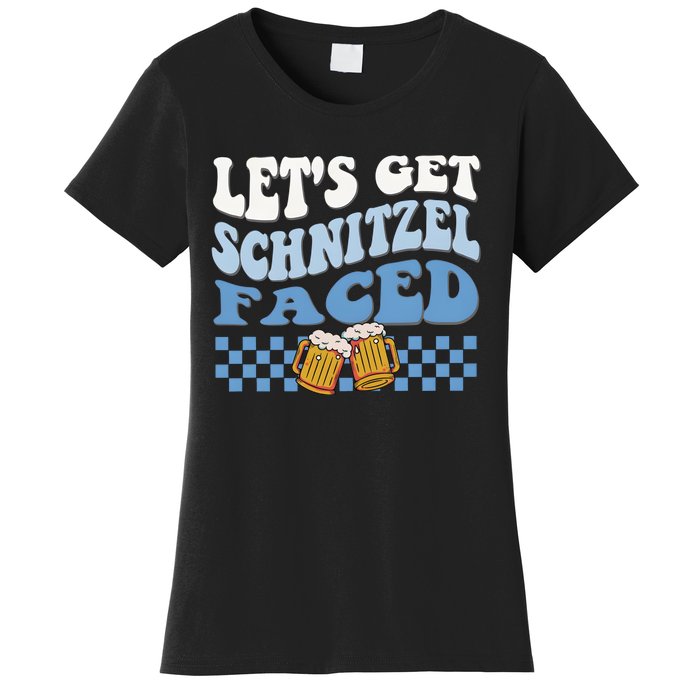 Funny Oktoberfest Lets Get Schnitzel Faced Oktoberfest Drinking Team Women's T-Shirt