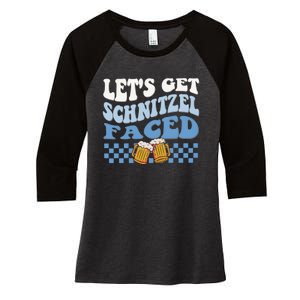 Funny Oktoberfest Lets Get Schnitzel Faced Oktoberfest Drinking Team Women's Tri-Blend 3/4-Sleeve Raglan Shirt