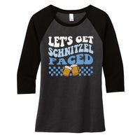 Funny Oktoberfest Lets Get Schnitzel Faced Oktoberfest Drinking Team Women's Tri-Blend 3/4-Sleeve Raglan Shirt