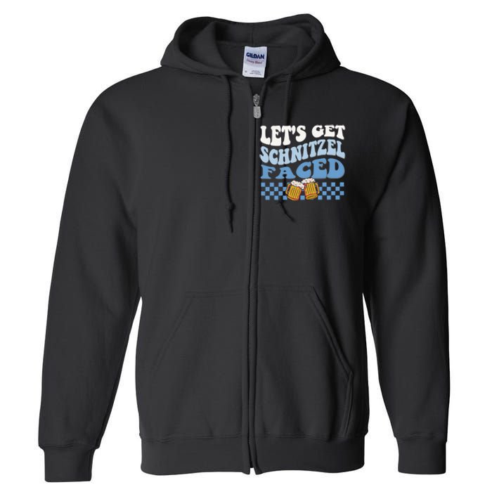 Funny Oktoberfest Lets Get Schnitzel Faced Oktoberfest Drinking Team Full Zip Hoodie