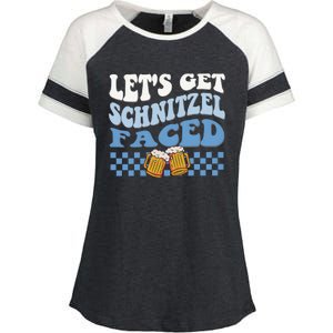 Funny Oktoberfest Lets Get Schnitzel Faced Oktoberfest Drinking Team Enza Ladies Jersey Colorblock Tee