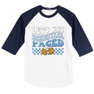 Funny Oktoberfest Lets Get Schnitzel Faced Oktoberfest Drinking Team Baseball Sleeve Shirt