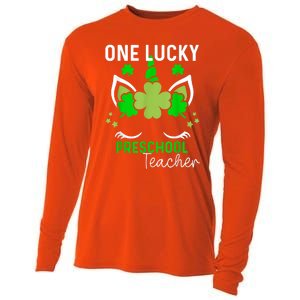 Funny One Lucky Preschool Teacher St. Patricks Day Irish Cooling Performance Long Sleeve Crew