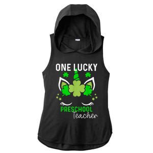 Funny One Lucky Preschool Teacher St. Patricks Day Irish Ladies PosiCharge Tri-Blend Wicking Draft Hoodie Tank