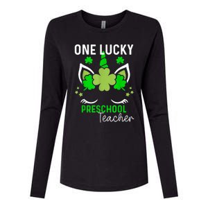 Funny One Lucky Preschool Teacher St. Patricks Day Irish Womens Cotton Relaxed Long Sleeve T-Shirt