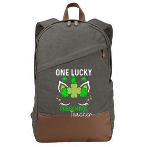 Funny One Lucky Preschool Teacher St. Patricks Day Irish Cotton Canvas Backpack