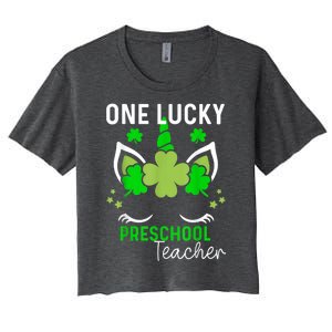 Funny One Lucky Preschool Teacher St. Patricks Day Irish Women's Crop Top Tee