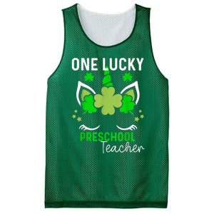 Funny One Lucky Preschool Teacher St. Patricks Day Irish Mesh Reversible Basketball Jersey Tank