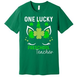 Funny One Lucky Preschool Teacher St. Patricks Day Irish Premium T-Shirt