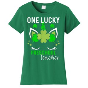 Funny One Lucky Preschool Teacher St. Patricks Day Irish Women's T-Shirt