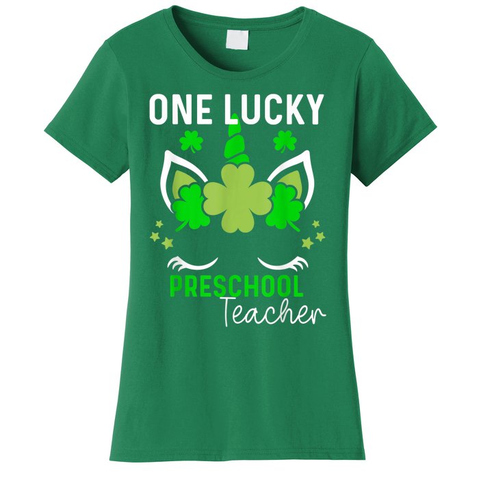 Funny One Lucky Preschool Teacher St. Patricks Day Irish Women's T-Shirt