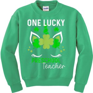 Funny One Lucky Preschool Teacher St. Patricks Day Irish Kids Sweatshirt