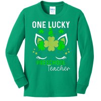 Funny One Lucky Preschool Teacher St. Patricks Day Irish Kids Long Sleeve Shirt