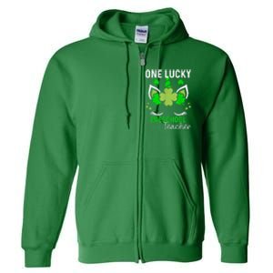 Funny One Lucky Preschool Teacher St. Patricks Day Irish Full Zip Hoodie