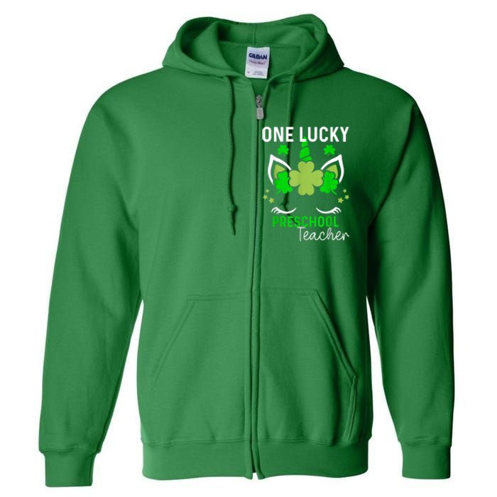 Funny One Lucky Preschool Teacher St. Patricks Day Irish Full Zip Hoodie