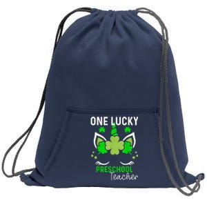 Funny One Lucky Preschool Teacher St. Patricks Day Irish Sweatshirt Cinch Pack Bag