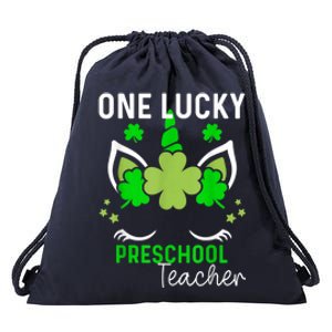 Funny One Lucky Preschool Teacher St. Patricks Day Irish Drawstring Bag