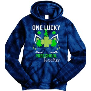 Funny One Lucky Preschool Teacher St. Patricks Day Irish Tie Dye Hoodie