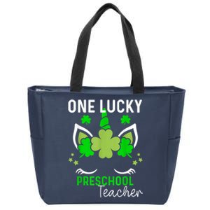 Funny One Lucky Preschool Teacher St. Patricks Day Irish Zip Tote Bag