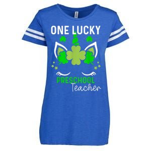 Funny One Lucky Preschool Teacher St. Patricks Day Irish Enza Ladies Jersey Football T-Shirt