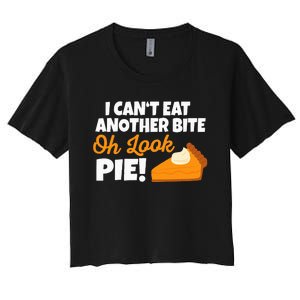 Funny Oh Look Pumpkin Pie Thanksgiving Women's Crop Top Tee