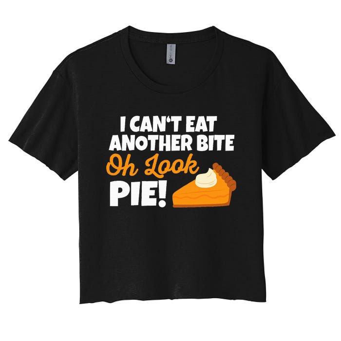 Funny Oh Look Pumpkin Pie Thanksgiving Women's Crop Top Tee