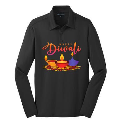 Festival Of Light Happy Diwali Silk Touch Performance Long Sleeve Polo