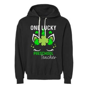 Funny One Lucky Preschool Teacher St. Patricks Day Irish Garment-Dyed Fleece Hoodie