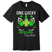 Funny One Lucky Preschool Teacher St. Patricks Day Irish Premium T-Shirt