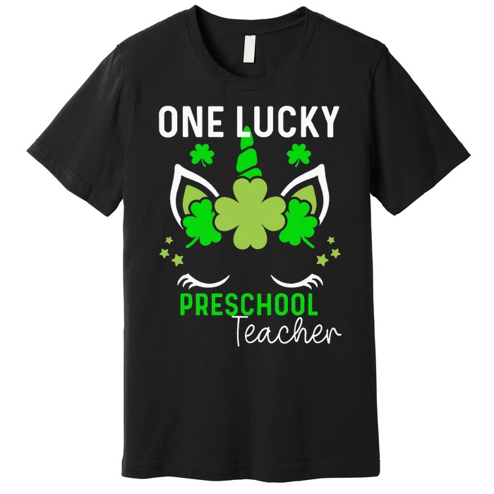 Funny One Lucky Preschool Teacher St. Patricks Day Irish Premium T-Shirt